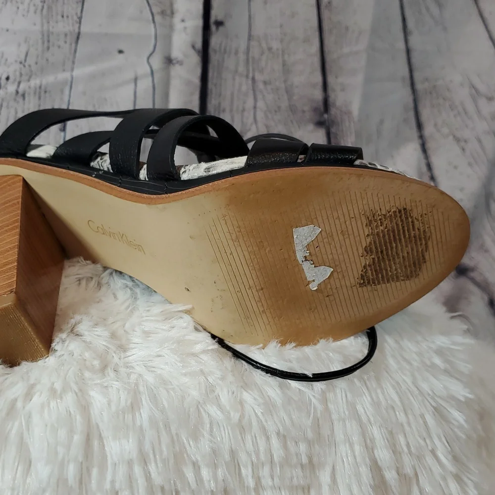 Calvin Klein Black Strappy Heeled Sandals Size 8.5 EUC